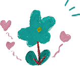 花とハートのイラスト